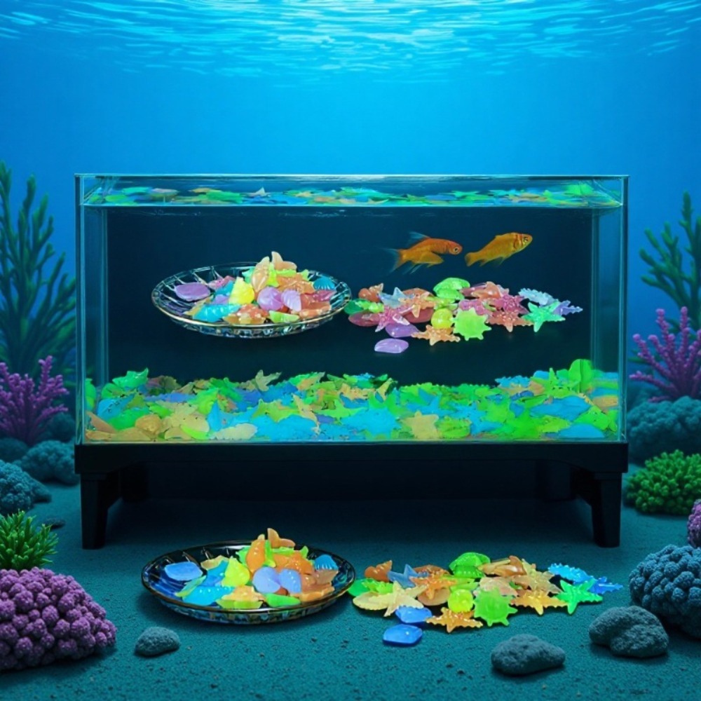 Aquarium Fish Enrichment - Glowing Luminous Ocean Stones Fluorescent Conch