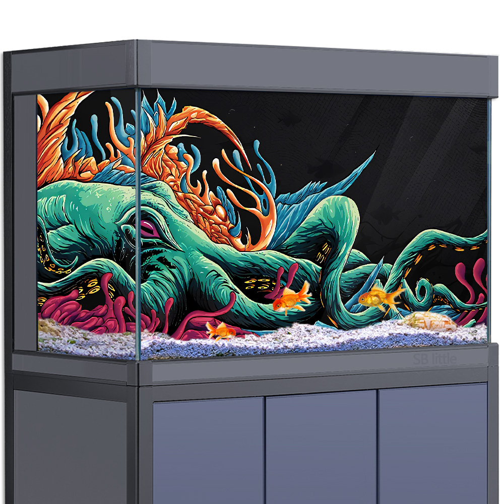 Aquarium Fish Monster - Aquarium Background Sticker - Octopus Monster